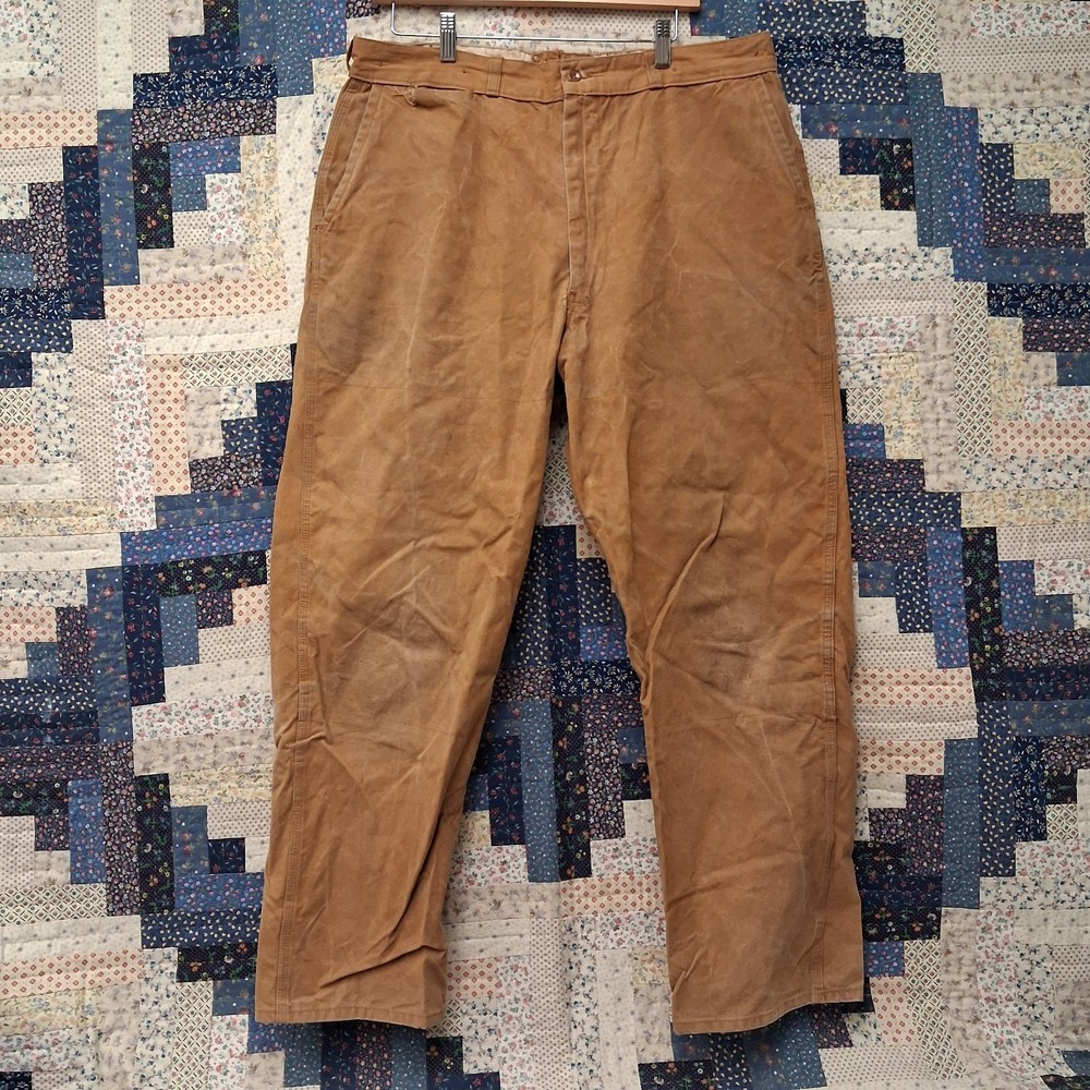 True Vintage Hawthorne Duck Canvas Hunting Pants Mens 34x30 Suspender Buttons